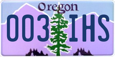 OR license plate 003IHS