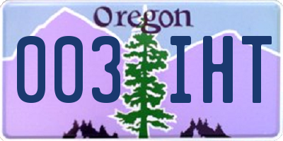 OR license plate 003IHT