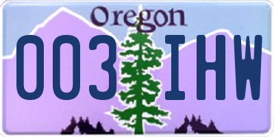 OR license plate 003IHW