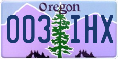 OR license plate 003IHX