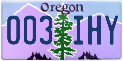OR license plate 003IHY