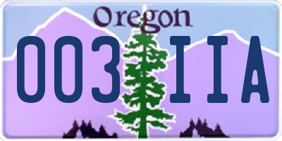 OR license plate 003IIA