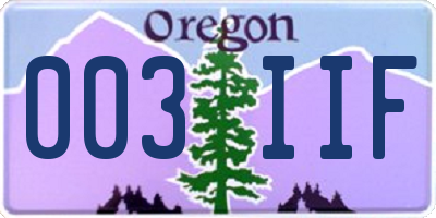 OR license plate 003IIF