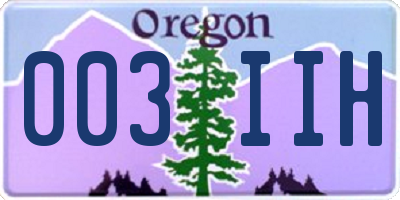 OR license plate 003IIH
