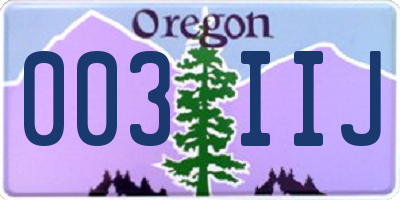 OR license plate 003IIJ