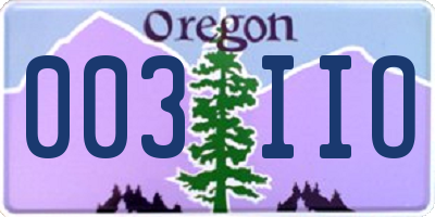 OR license plate 003IIO