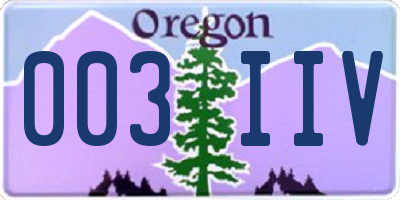 OR license plate 003IIV