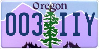 OR license plate 003IIY