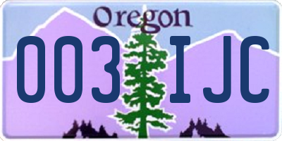 OR license plate 003IJC