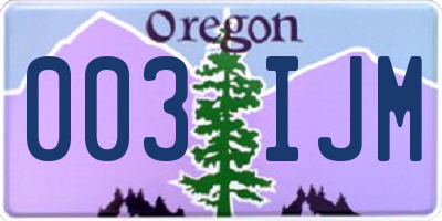 OR license plate 003IJM