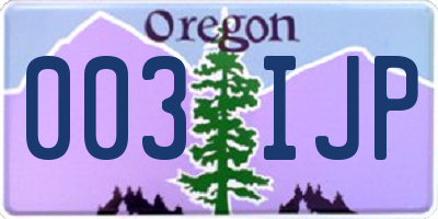 OR license plate 003IJP