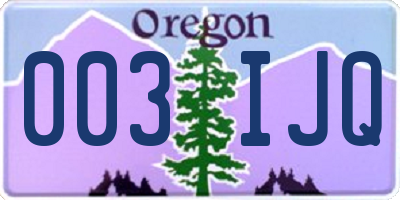 OR license plate 003IJQ