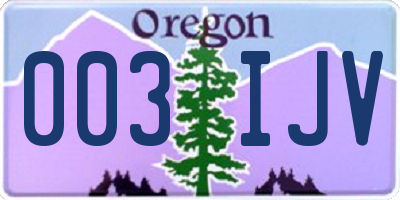 OR license plate 003IJV