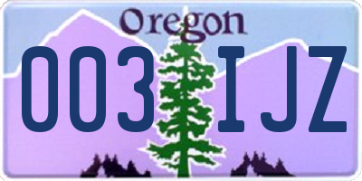 OR license plate 003IJZ