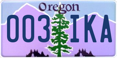OR license plate 003IKA