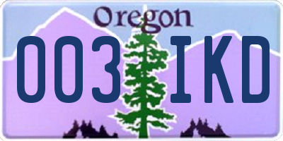 OR license plate 003IKD