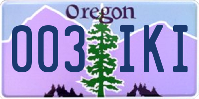 OR license plate 003IKI