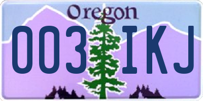 OR license plate 003IKJ