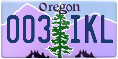 OR license plate 003IKL