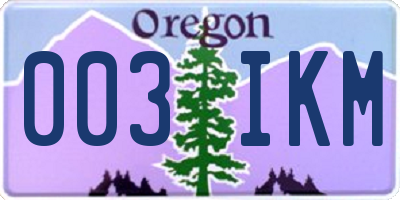 OR license plate 003IKM