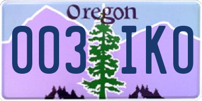 OR license plate 003IKO