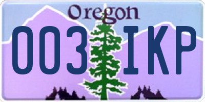 OR license plate 003IKP