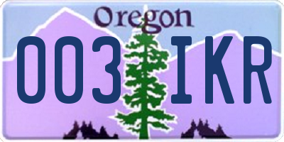 OR license plate 003IKR