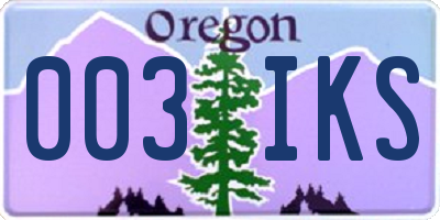 OR license plate 003IKS