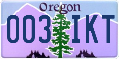 OR license plate 003IKT