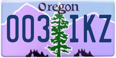 OR license plate 003IKZ