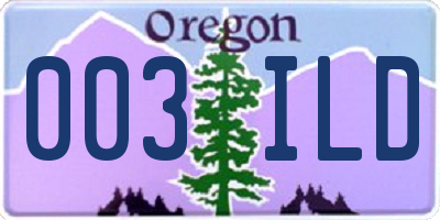 OR license plate 003ILD