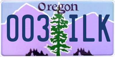 OR license plate 003ILK