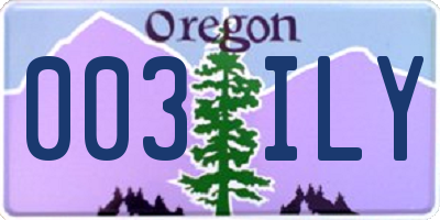 OR license plate 003ILY