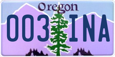 OR license plate 003INA