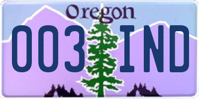 OR license plate 003IND