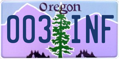 OR license plate 003INF