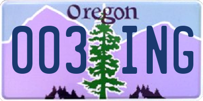 OR license plate 003ING