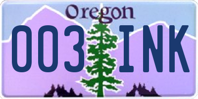OR license plate 003INK