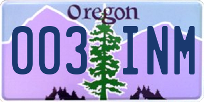 OR license plate 003INM