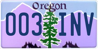 OR license plate 003INV