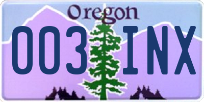 OR license plate 003INX