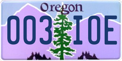 OR license plate 003IOE