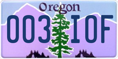 OR license plate 003IOF