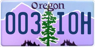 OR license plate 003IOH