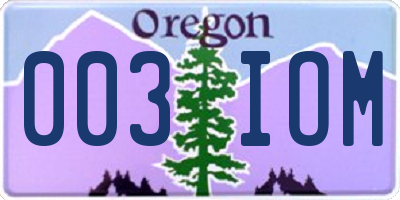 OR license plate 003IOM