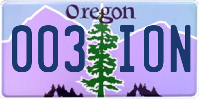 OR license plate 003ION