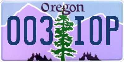 OR license plate 003IOP