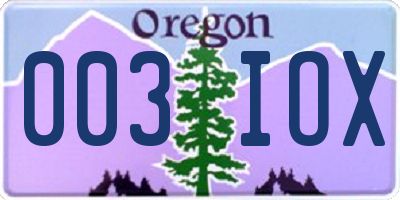 OR license plate 003IOX