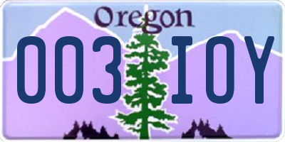 OR license plate 003IOY