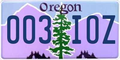 OR license plate 003IOZ